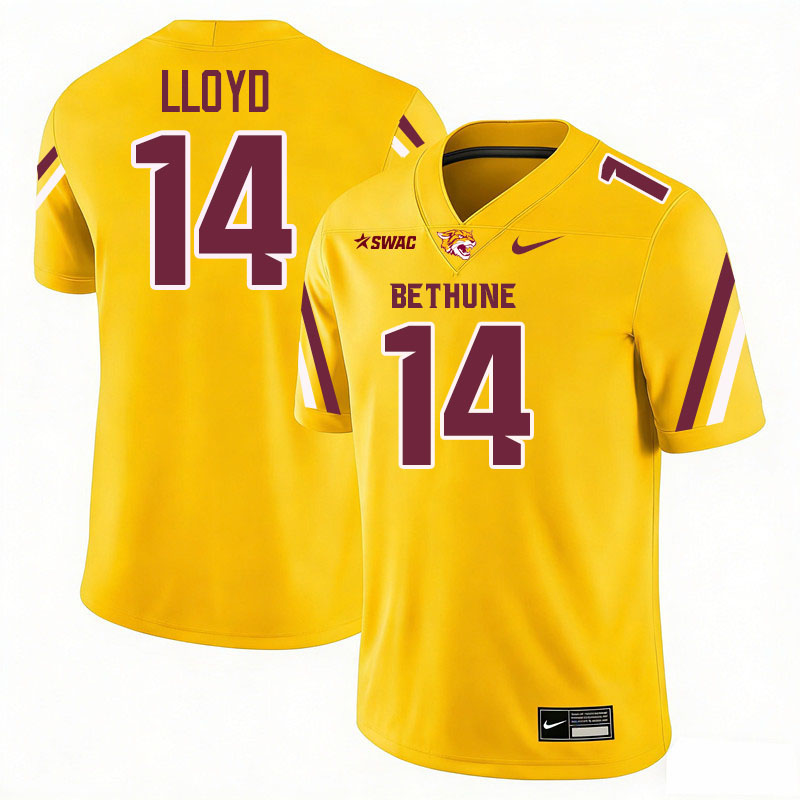 Bethune-Cookman Wildcats #14 Montravius Lloyd College Football Jerseys,Uniforms-Gold